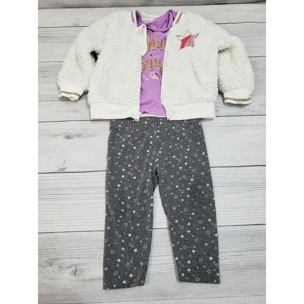 Wonder Nation Girls Toddler 12Months Star Shine Bright 3Piece Outfit
